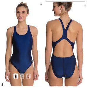 NWT New SPEEDO Pro LT Navy Blue Racing Athletic Swimsuit 30 / womens 4